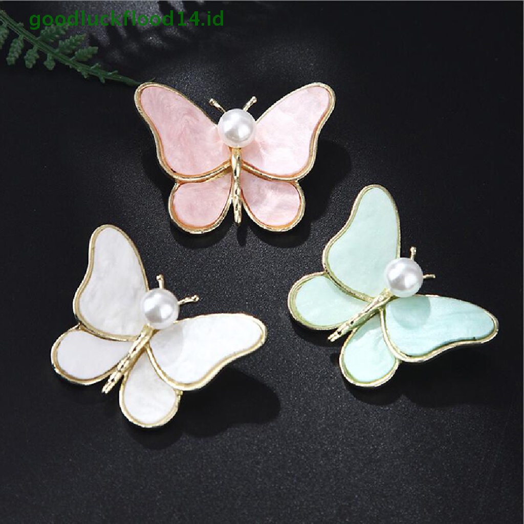 [GOOGFOUR] Fashion Shiny Pearl Butterfly Bros Serangga Pin Wanita Perjamuan Pernikahan Perhiasan [TOP]