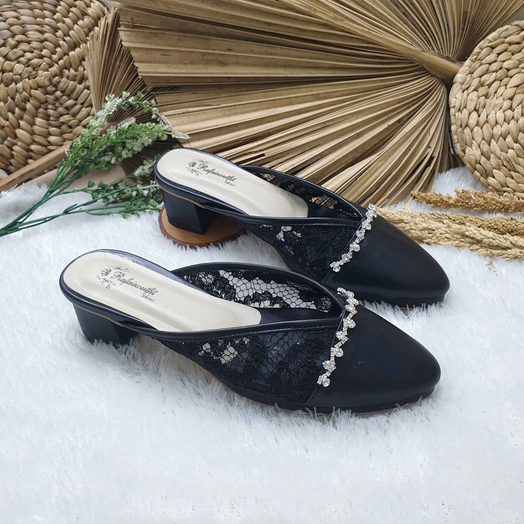 Sepatu wedding pesta cantik alexna hitam 5cm tahu