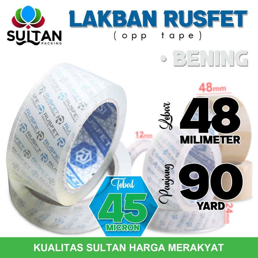 

Lakban isolasi SUPER CLEAR 48mm x 90yard OPP Tape RUSFET / Satuan