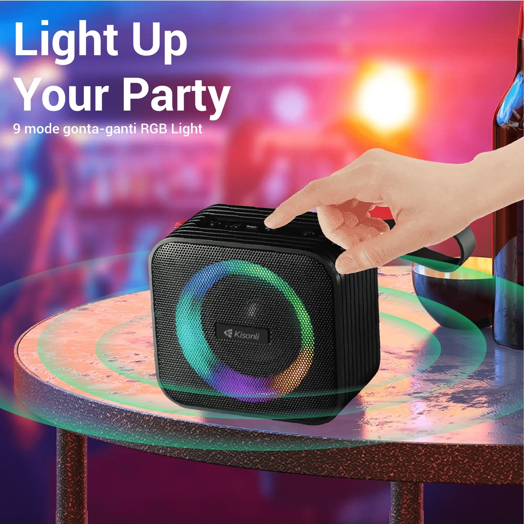 Speaker S13 Kisonli Bluetooth 5.0 8W RGB Light Rhyme Garansi Resmi 1 thn - XOBOX