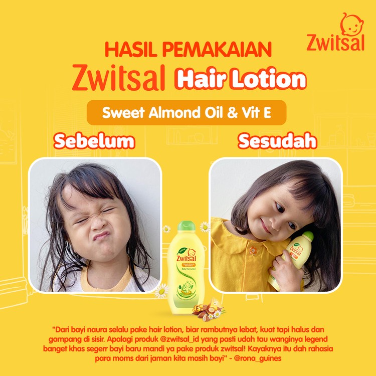 PROMO Zwitsal Baby Hair Lotion Sweet Almond Oil &amp; Vitamin E 100ml - Buy 1 Get 1