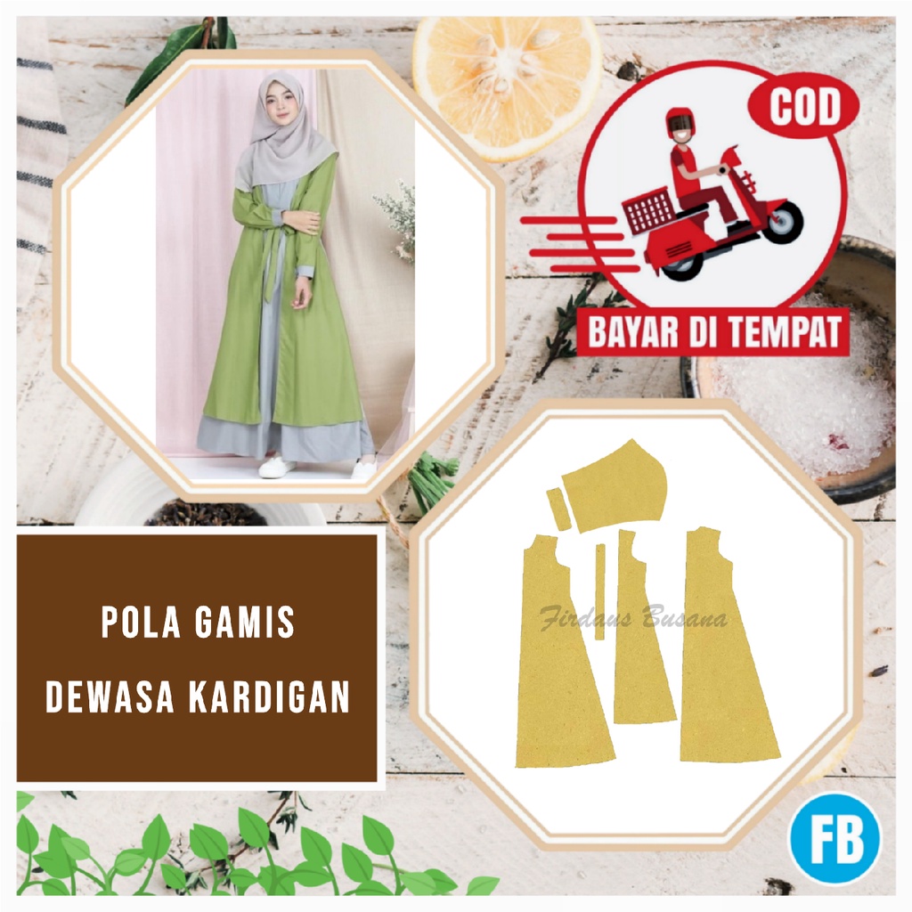 【COD】Pola Gamis Dewasa Kardigan Terbaru Ukuran Lengkap | Pola Baju Gamis Wanita Dewasa | Pola Baju W
