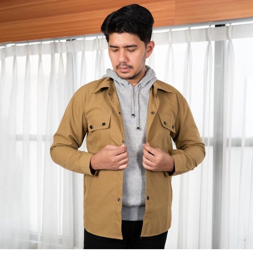 Jaket Trucker Kanvas Semi Parka Khaki - Jaket Pria "TTG.11Ja23w"