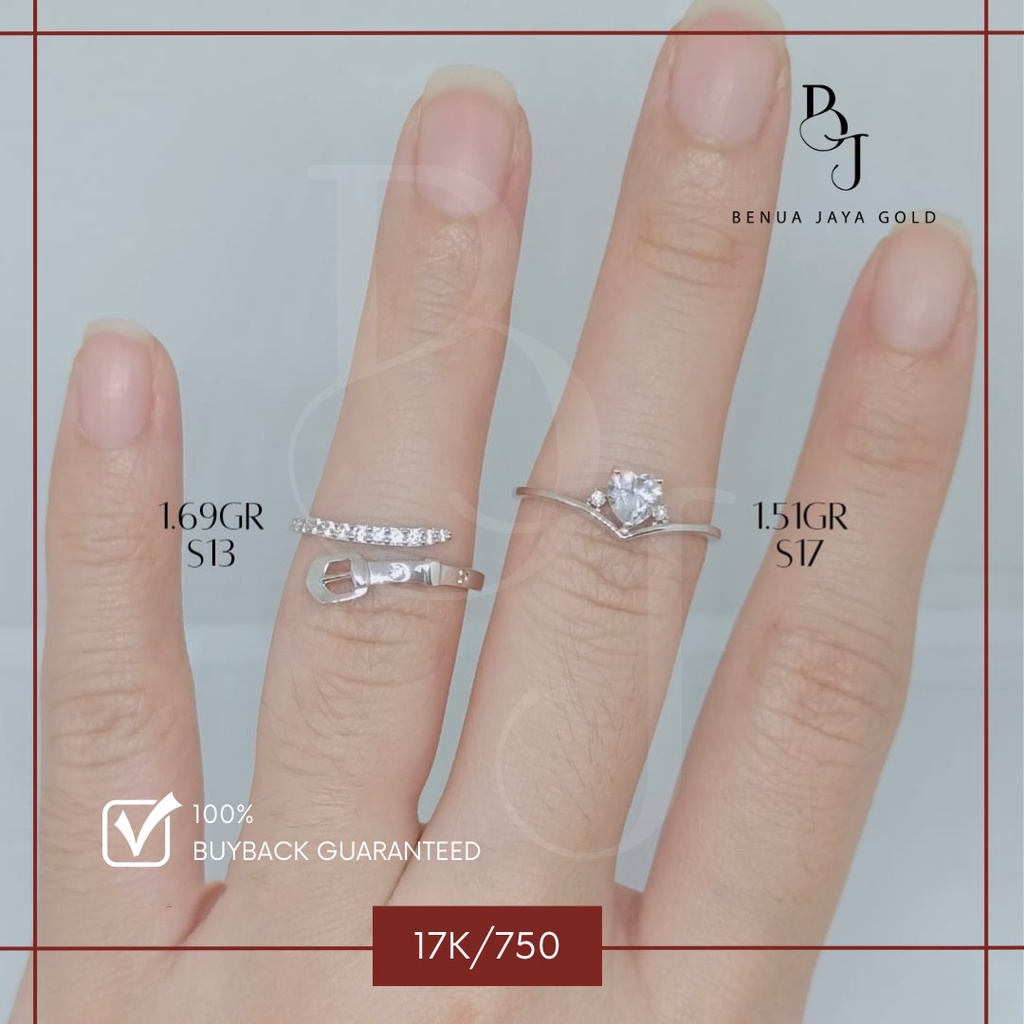 Cincin Fashion Emas Putih 17K/750