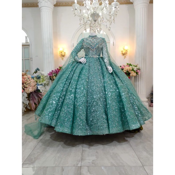 TERLARIS GAUN PENGANTIN PREMIUM GAUN BELIMBING  PAYET/BALL GAUN/GAUN TERBARU/PERLENGKAPAN PESTA/BAJU NIKAH/GAUN MODERN