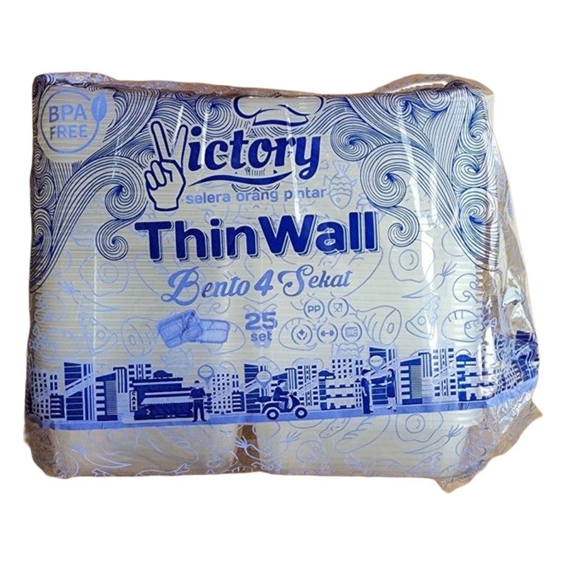 Thinwall Victory Bento 4 Sekat / Thinwall Bento / Kotak Makan Bento