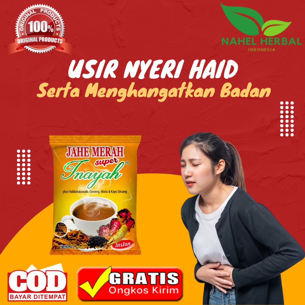 Vitamin Ramuan Penghilang Nyeri Haid Menstruasi Migran Super Ampuh - Jahe Merah Super Bubuk Saset Pl