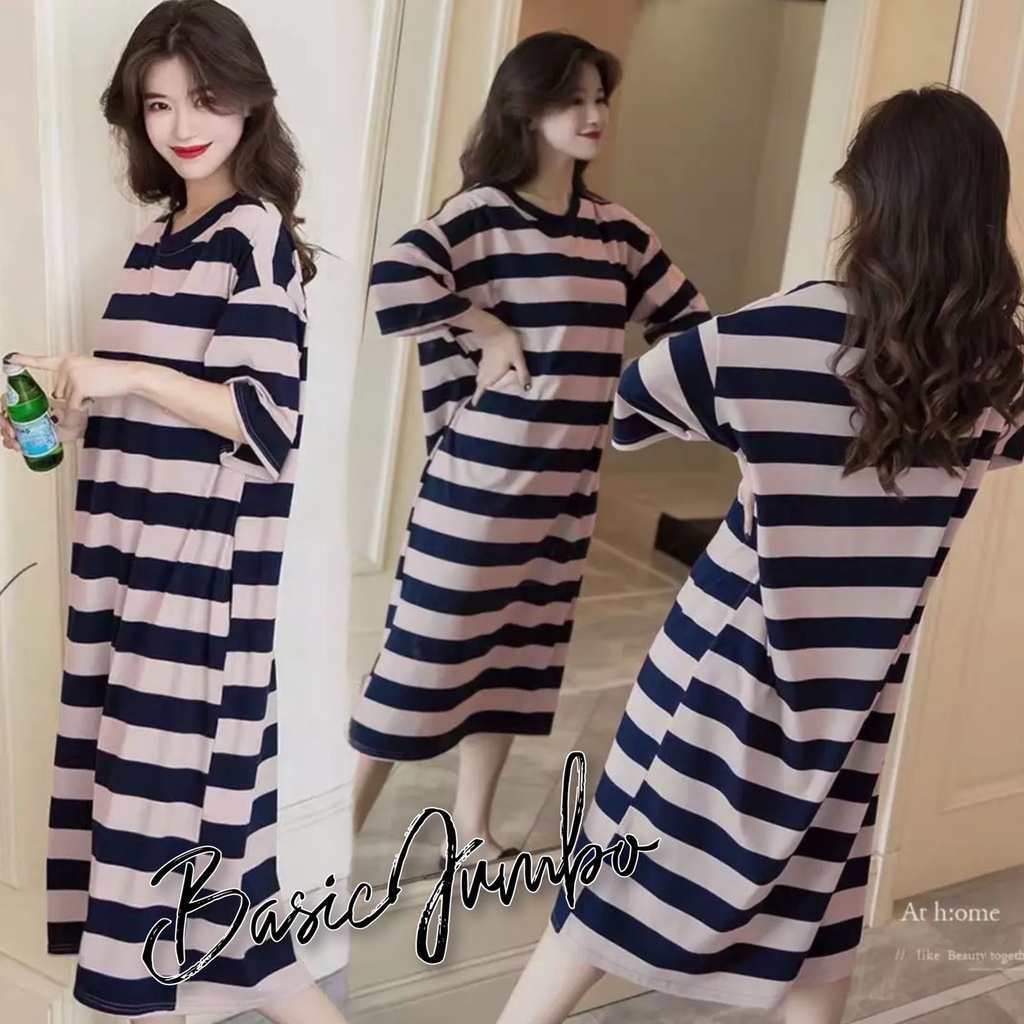 VS GG -ASLI JUMBO long DRESS JUMBO Big Sripe AINA AINA wanita - konveksi murah