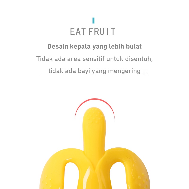 DADAWARD Baby Teether Gigitan Bayi berbentuk Pisang Banana Sikat Gigi Silikon/ Banana Teether/ Banana Teething Toothbrush