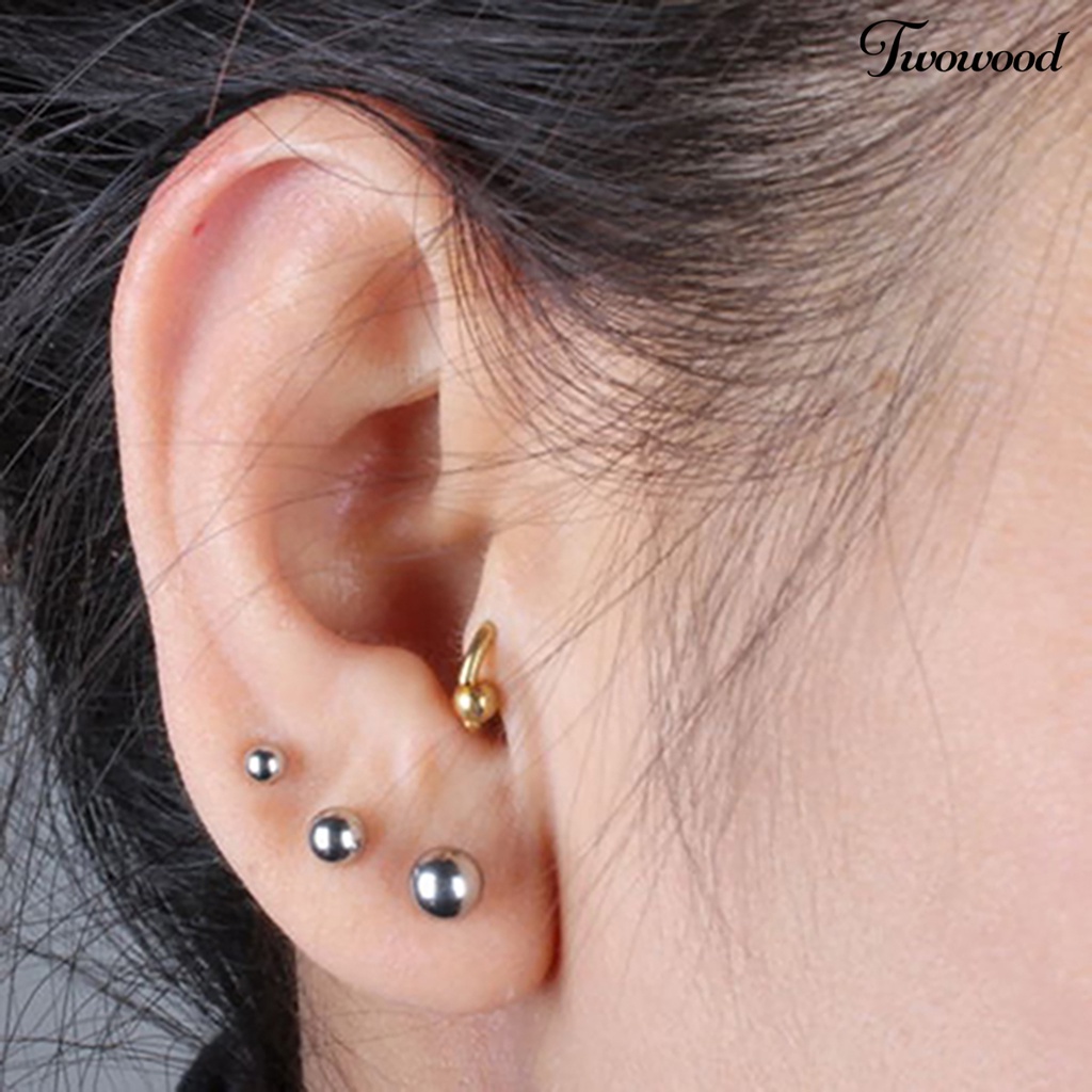 Twowood Ear Studs Simple Easy Matching Titanium Steel Bentuk Barbel Anting Wanita Helix Tragus Untuk Pesta