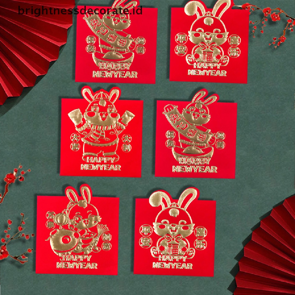 [Birth] 12pcs 2023tahun Kelinci Musim Semi Festival Tahun Baru Pribadi Red Packet Chinese Red Amplop Untuk Tahun Baru Yunani [ID]