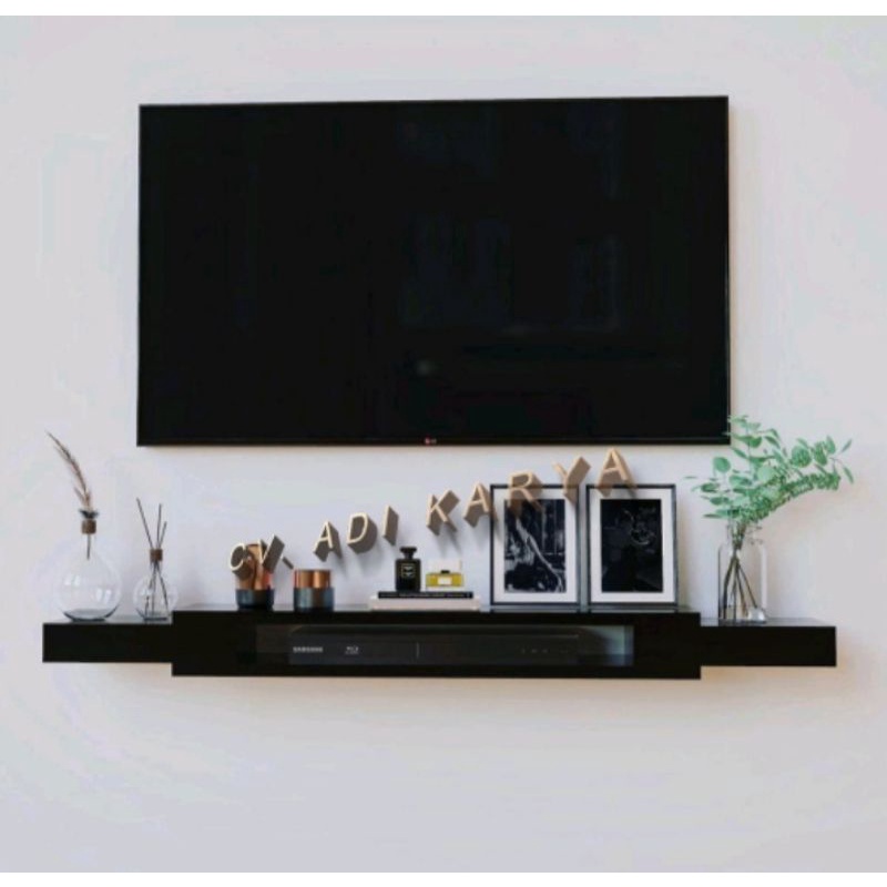 Rak Tv / Dekorasi Dinding Warna Hitam / Ambalan Settobook