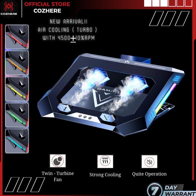 Cooling Pad Laptop Gaming Kipas Pendingin Laptop Turbocharged RGB LED