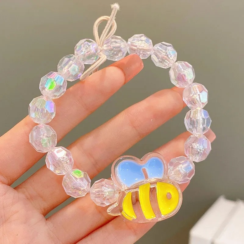 Gelang Lucu Lebah Kecil Bebek Kuning Kecil Manik-Manik Kristal Manik-Manik Karet Elastis Gelang Kepala String Bracelet
