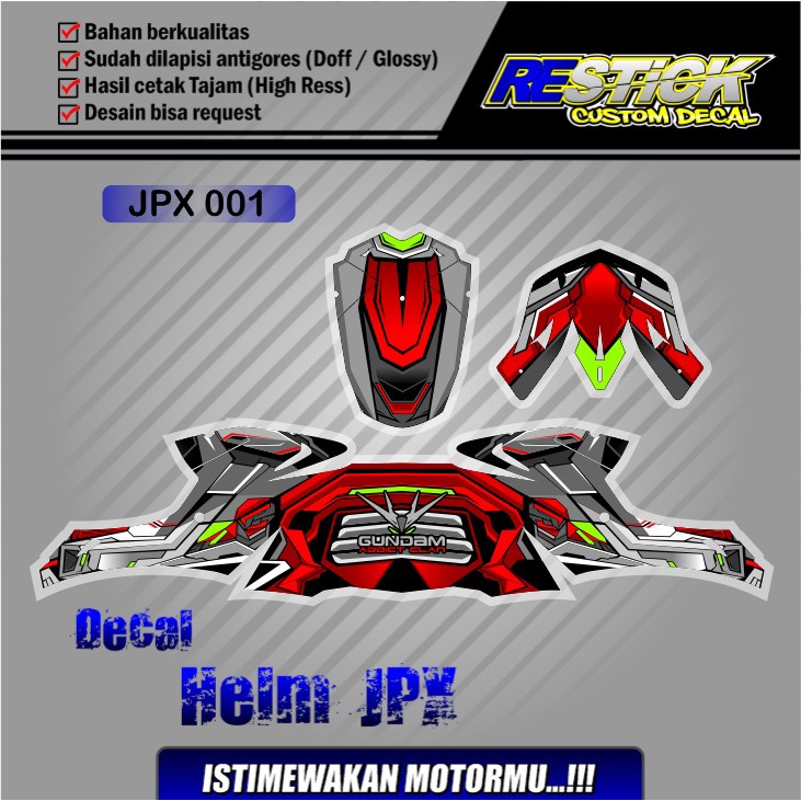 Decal Helm JPX - Motif Gundam