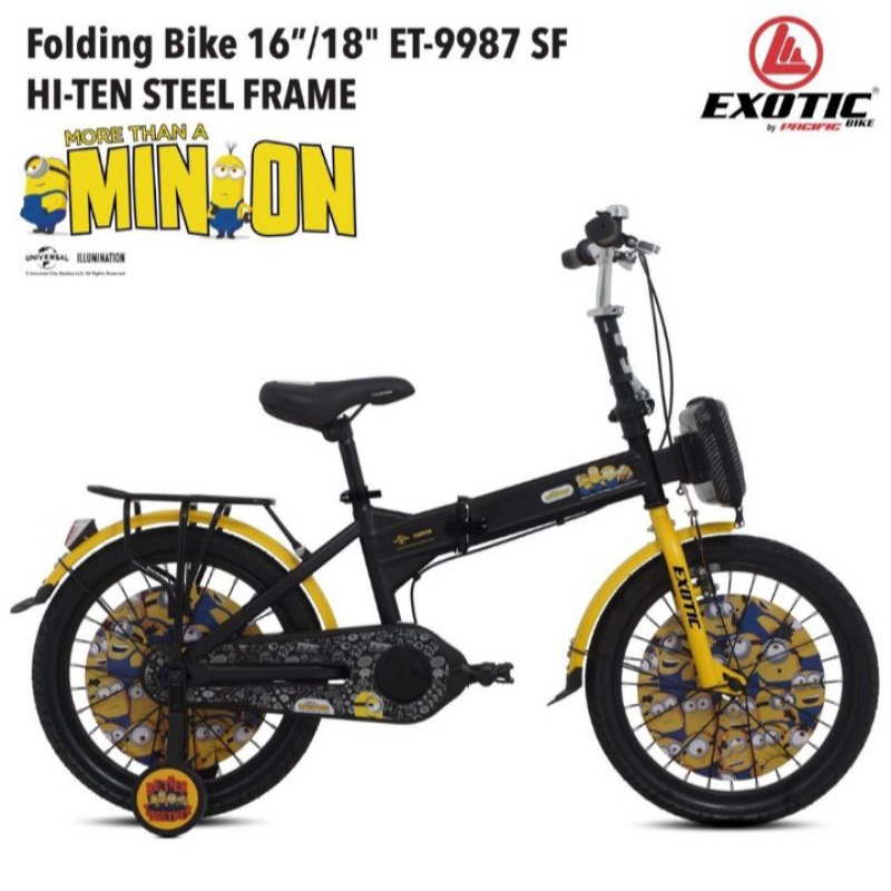 Sepeda Lipat Anak MINION 16 & 18 Inch EXOTIC ET-9987 SF READY Pontianak