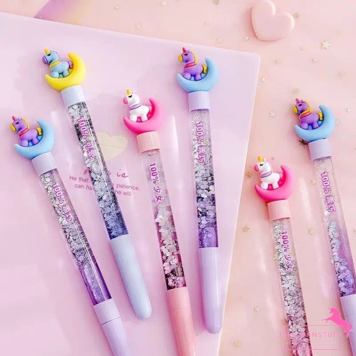 Bolpoin Glitter Unicorn Sekolah Anak Lucu Mainan Perempuan Cewek Kado