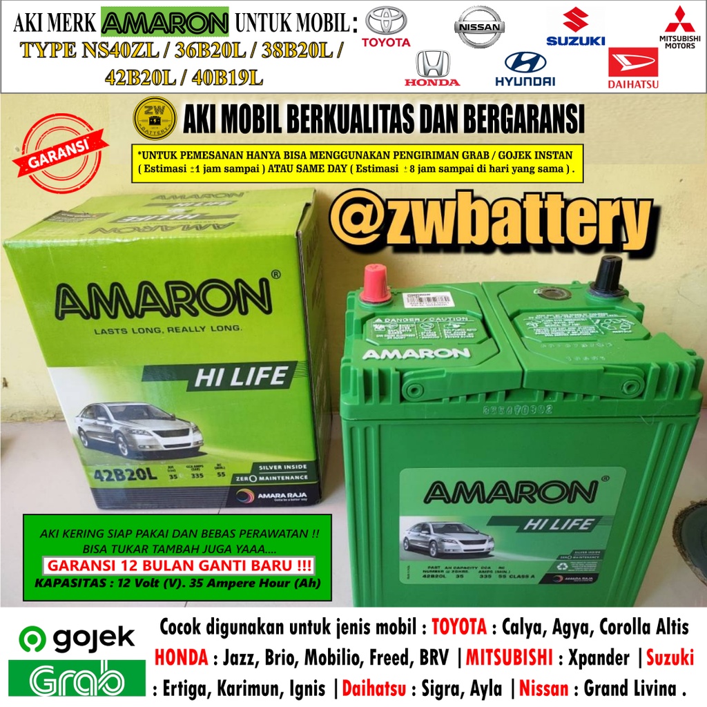 AKI MOBIL BRIO, FREED, JAZZ, XPANDER, ERTIGA NS40ZL/42B20L AMARON HILIFE