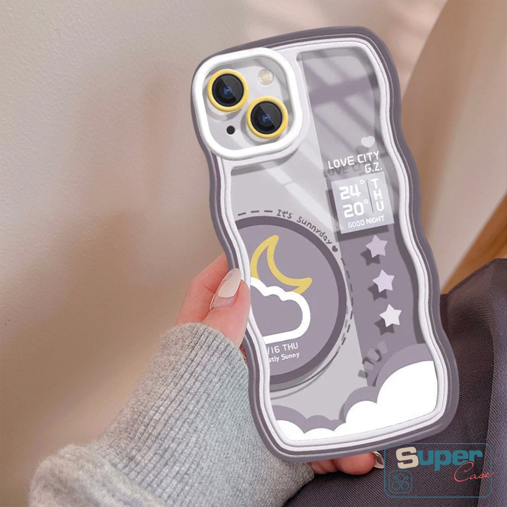 IPHONE Kompatibel Untuk Iphone14 11 13 12 Pro Max 6 6s 8 7 Plus 14Plus XR X XS Max SE 2020pasangan Lembut TPU Bergelombang Pinggiran Siang Malam Ramalan Cuaca Phone Cover