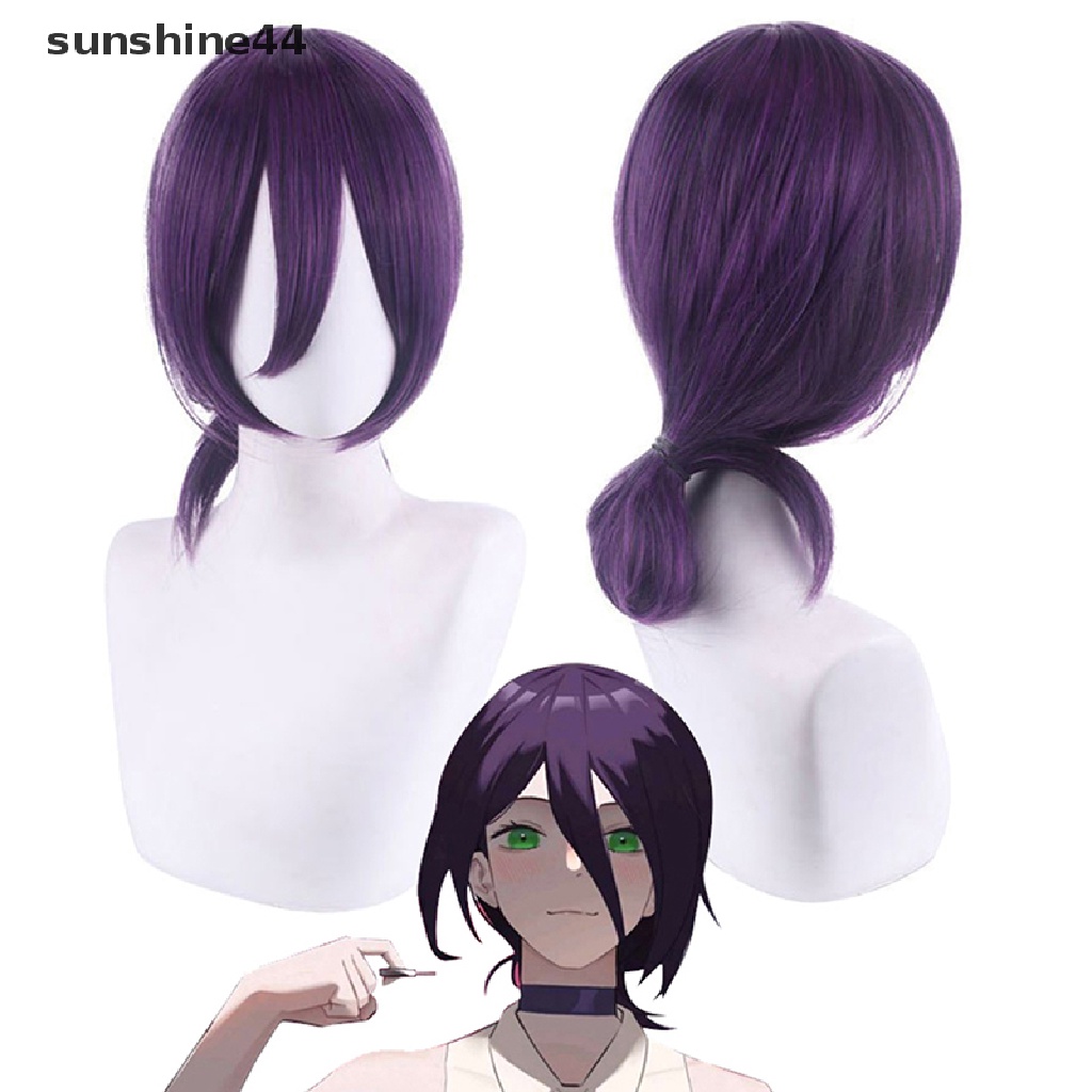 Sunshine Chain Man Reze Cosplay Wig Ungu Ponytail Rambut Sintetis Wig Cosplay Props.