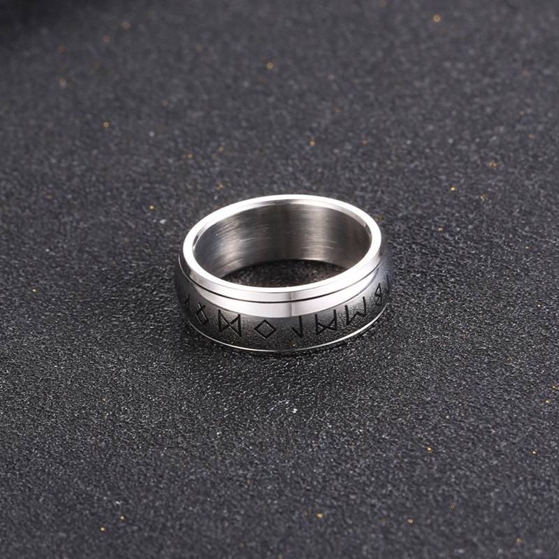 Vintage 8mm Pria Stainless Steel Nordic Viking Amulet Rune Cincin Hiphop Rock Pesta Perhiasan