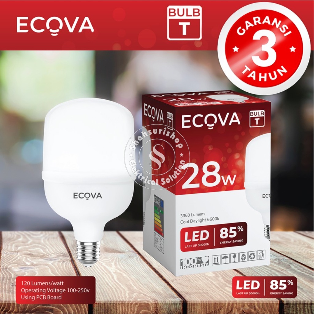 ECOVA LED BULB 28W 28WATT 28 WATT A SERIES GARANSI 3 TAHUN SNI