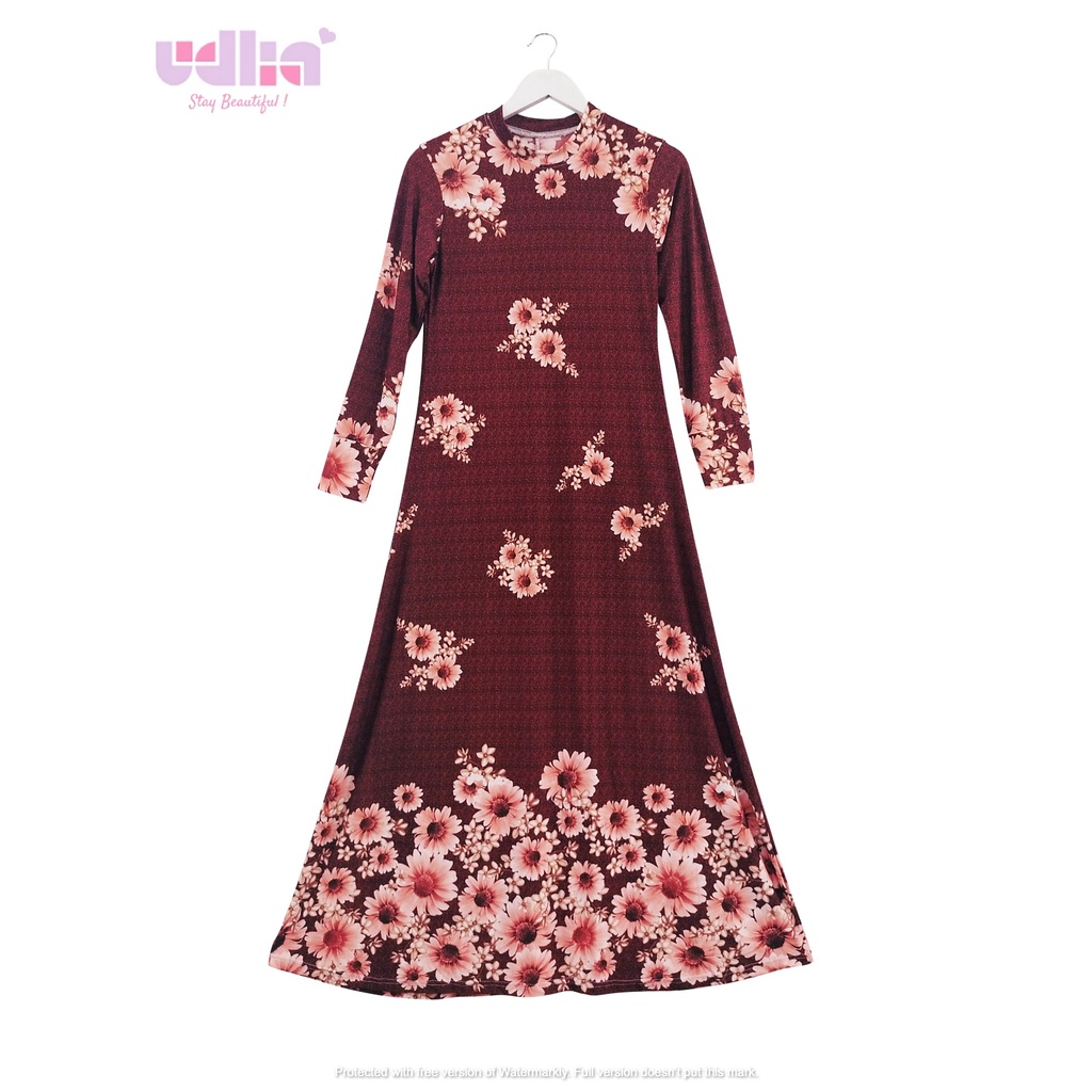 Udlia Gamis Jersey Motif Bunga Warna