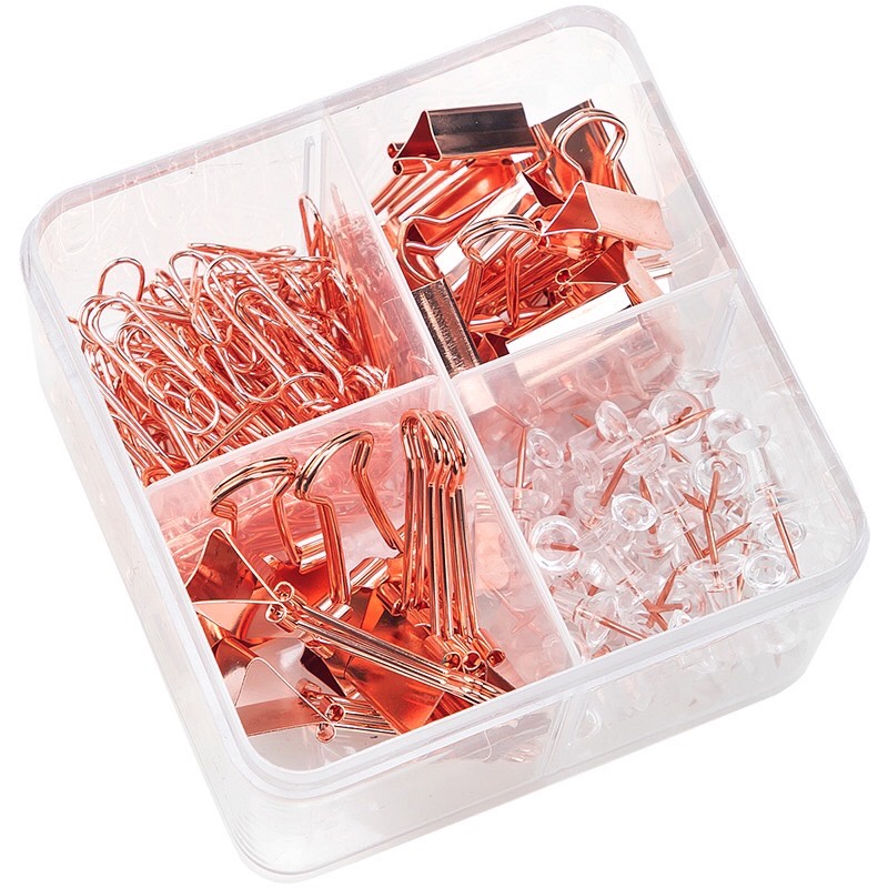 

251 - Penjepit Kertas Set / Paper Clip Binder Clip Push Pin Set Rose Gold Rosegold / Alat Kantor Set / paper clip / klip kertas / binder clip / klip / clip / paper klip / clip kertas / paper clip lucu / paper clip warna warni / paper clips / klip kertas