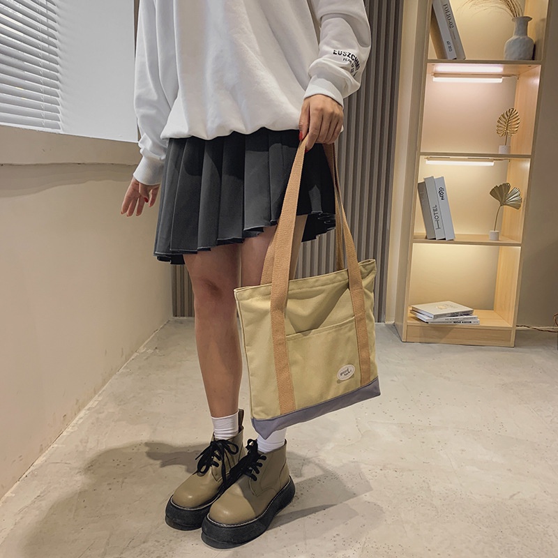 GOOD LUCK Tas Jinjing Wanita Tote Bag Canvas Kawai Cewek Korean Style By Chikoisme