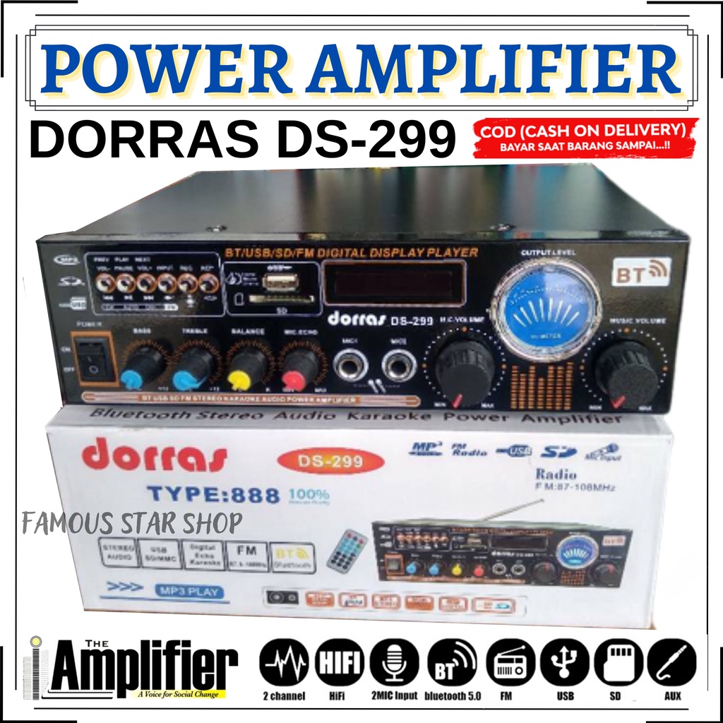 Power Amplifier Subwoofer Dorras DS-299 Amplifier Bluetooth Stereo Karaokeampli power bluetooth/ampli super bass/ampli power rakitan/ampli mini 12v/ampli bmb da 3000 pro ful ser/ampli 1000 watt/amplifier/amplifier bluetooth | FMS