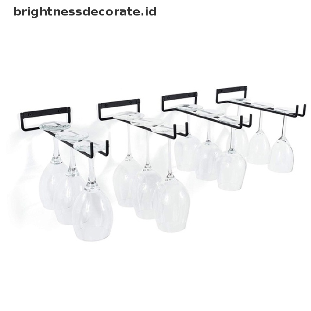 [Birth] 30cm Stemware Wine Glass Rack Dinding Besi Tempa Bisa Tempel Hitam [ID]