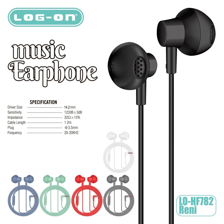 HEADSET - HF - HANDSFREE LOG ON LO-HF782 RENI WIRED MUSIC EARPHONE