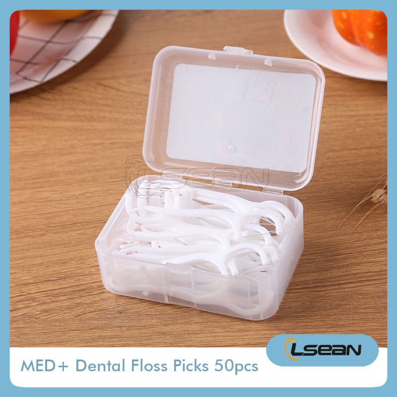 MED+ DENTAL FLOSS PICKS BENANG TUSUK GIGI PEMBERSIH SELA GIGI HIGIENIS 50 PCS