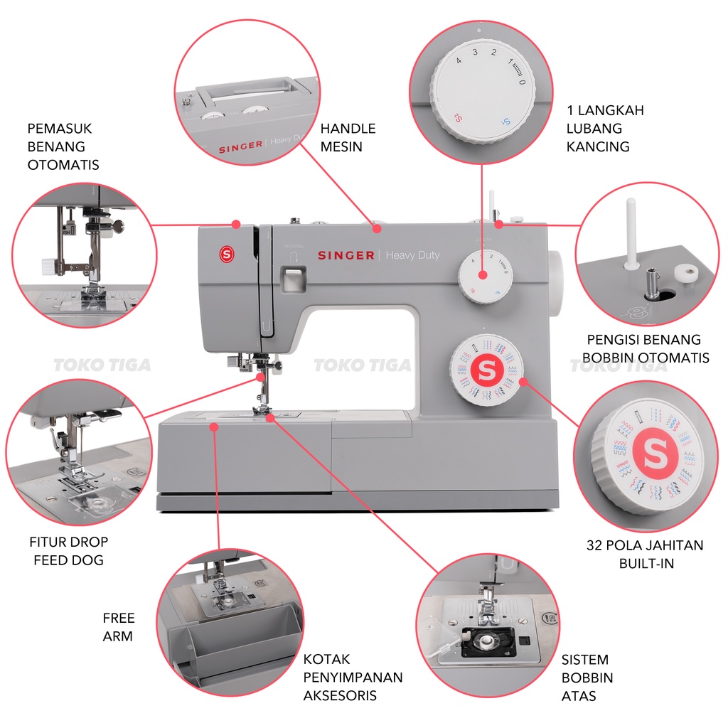 Mesin Jahit SINGER 4432 HEAVY DUTY (Portable Multifungsi)