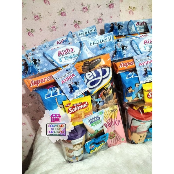 Tumblr Bergambar || Bingkisan souvenir tumblr dan snack || Paket ultah anak