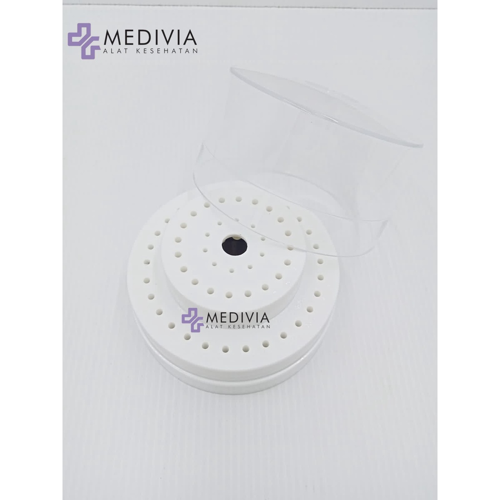 DENTAL KOTAK BUR HOLDER BULAT TEMPAT BUR LOW SPEED HIGH SPEED 60 HOLES