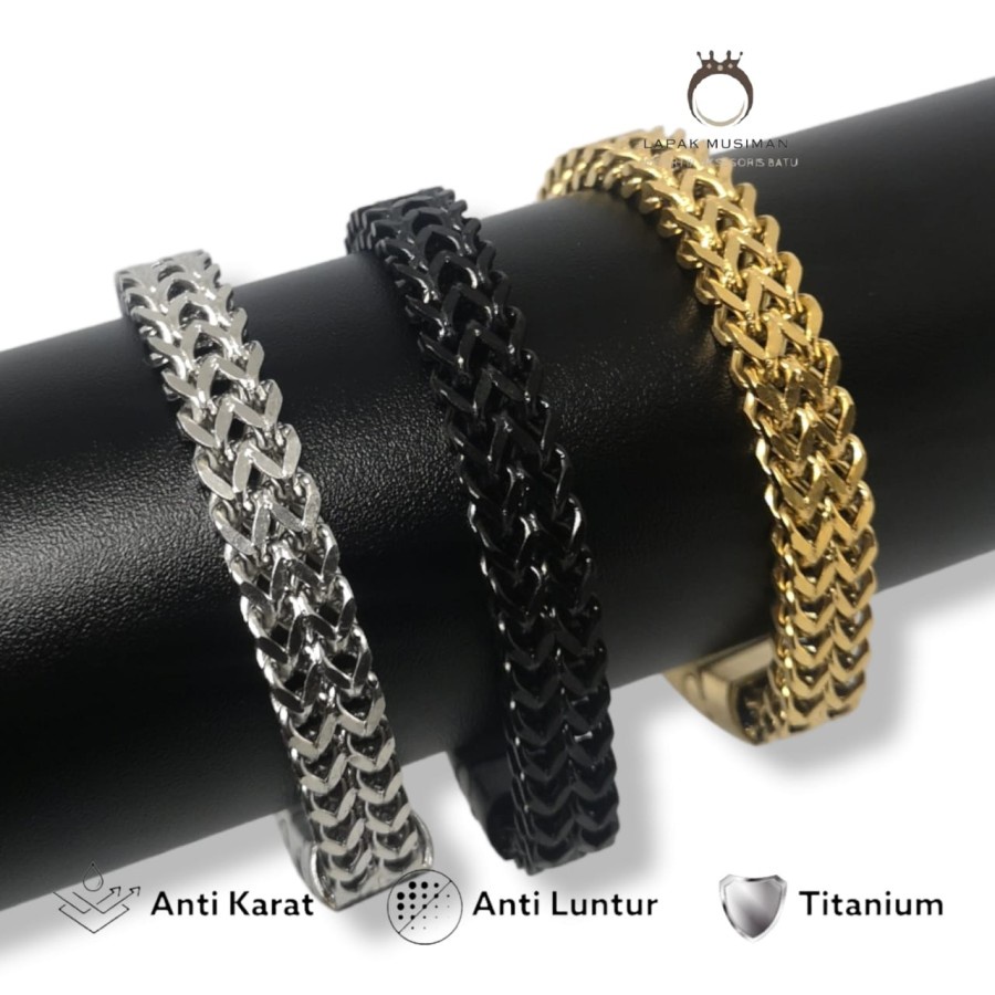 [Bayar Di Tempat] Gelang Pria Rantai Titanium Gold Emas Asli Original Super Ekslusif