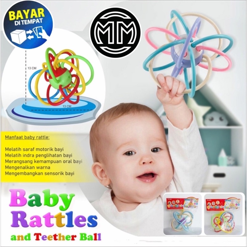 Mainan Anak Gigitan Bayi Bola YB14 Manhattan Teether Bayi Mainan Baby Rattle Toys