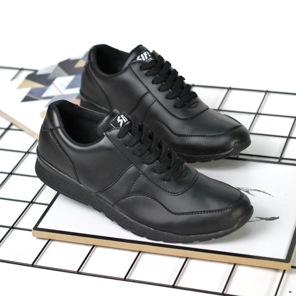 VEGAN BLACK - Sepatu Formal Pria Pantofel Oxford Casual Kulit Kerja Kantor Kuliah Original