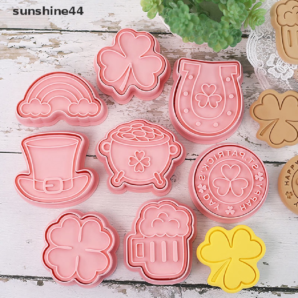 Sunshine 8Pcs/set 3D St. Patrick's Day Cookie Cutters Biscuit Mold Cetakan Kue Kering Stamp Party Decor Baking Tools.