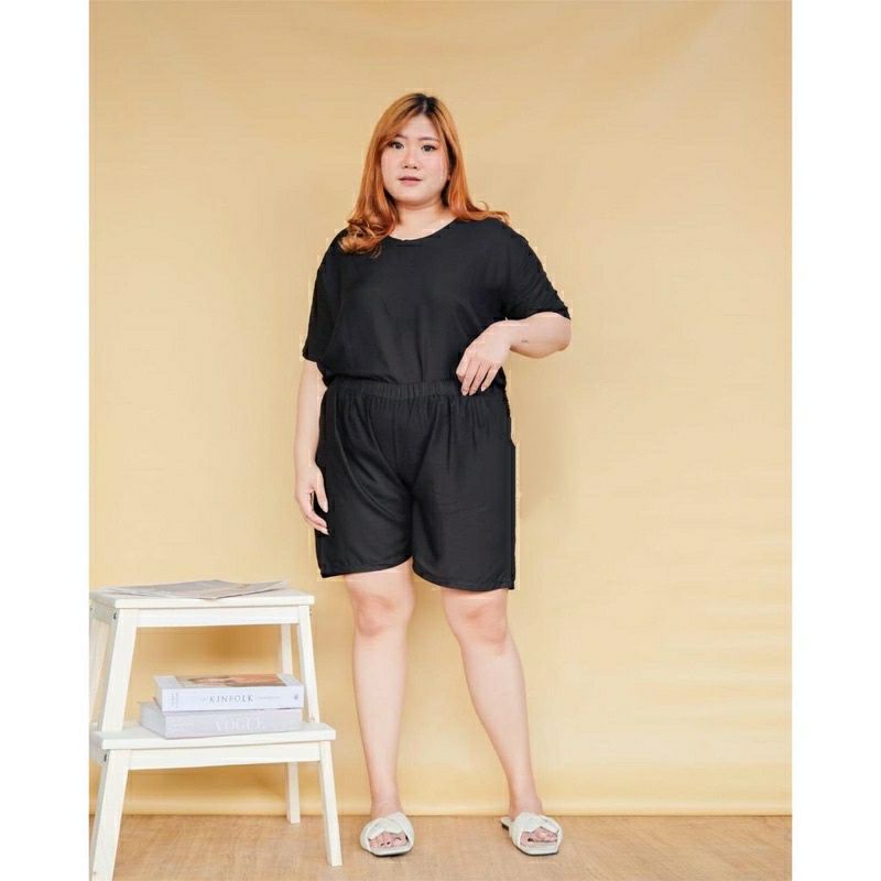 setelan jumbo setelan baju celana jumbo one set wanita jumbo one set rayon bahan katun rayon premium high quality qaranty rayon halus lembut dan adem