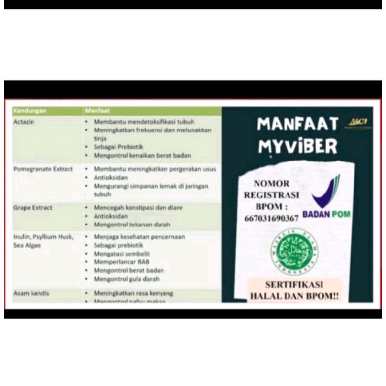 0Myviber fiber drink 100% ORIGINAL MCI sehat langsing antioksidan/ detox