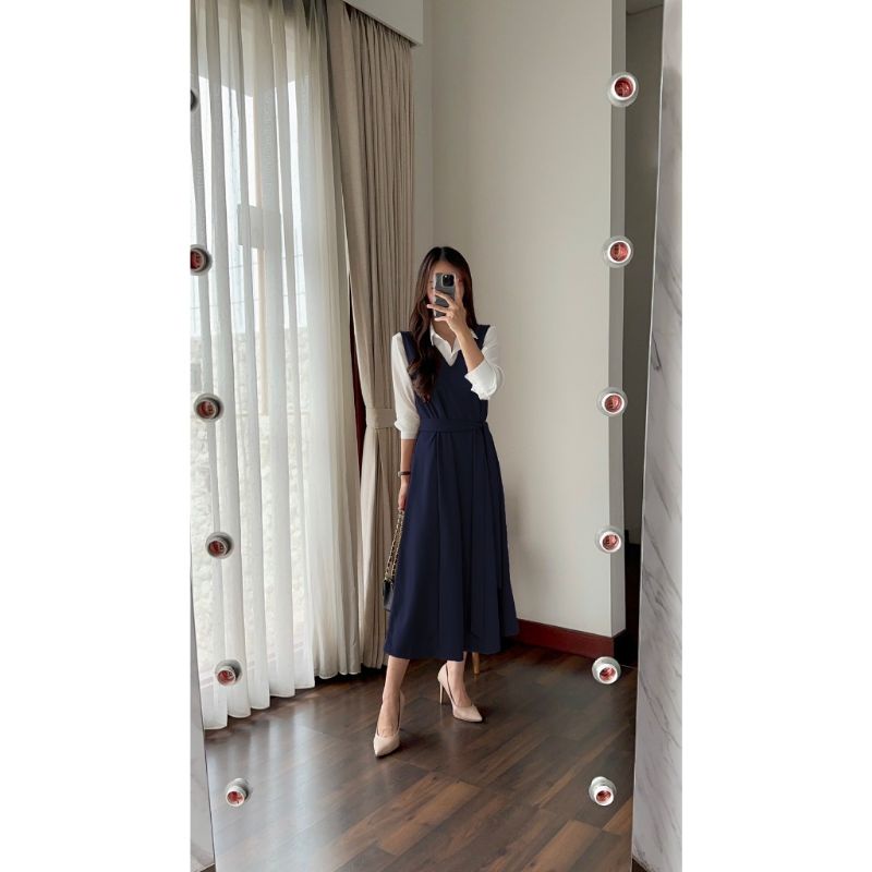 hanako dress panjang 123 cm model v neck dress