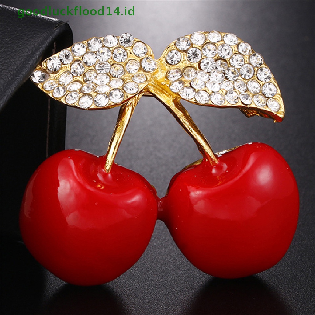 [GOOGFOUR] Enamel Berlian Imitasi Kristal Merah Cherry Bros Pin Perjamuan Buah Setelan Pin Perhiasan [TOP]