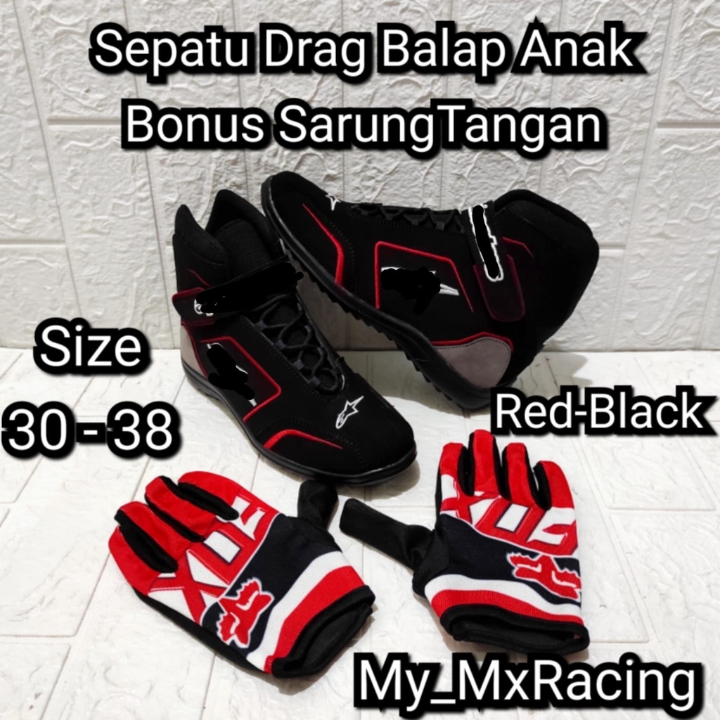 sepatu balap drag anak  sepatu kids race sepat rally touring roadrace sepatu motor buat anak anak kids free glove