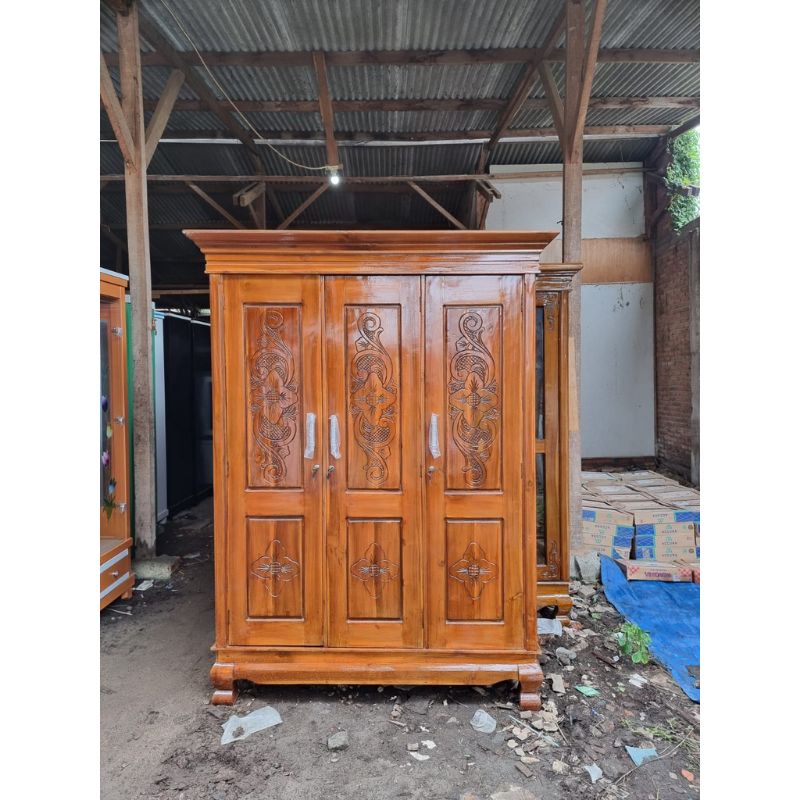 LEMARI BAJU 3 PINTU / LEMARI CERMIN 3 PINTU