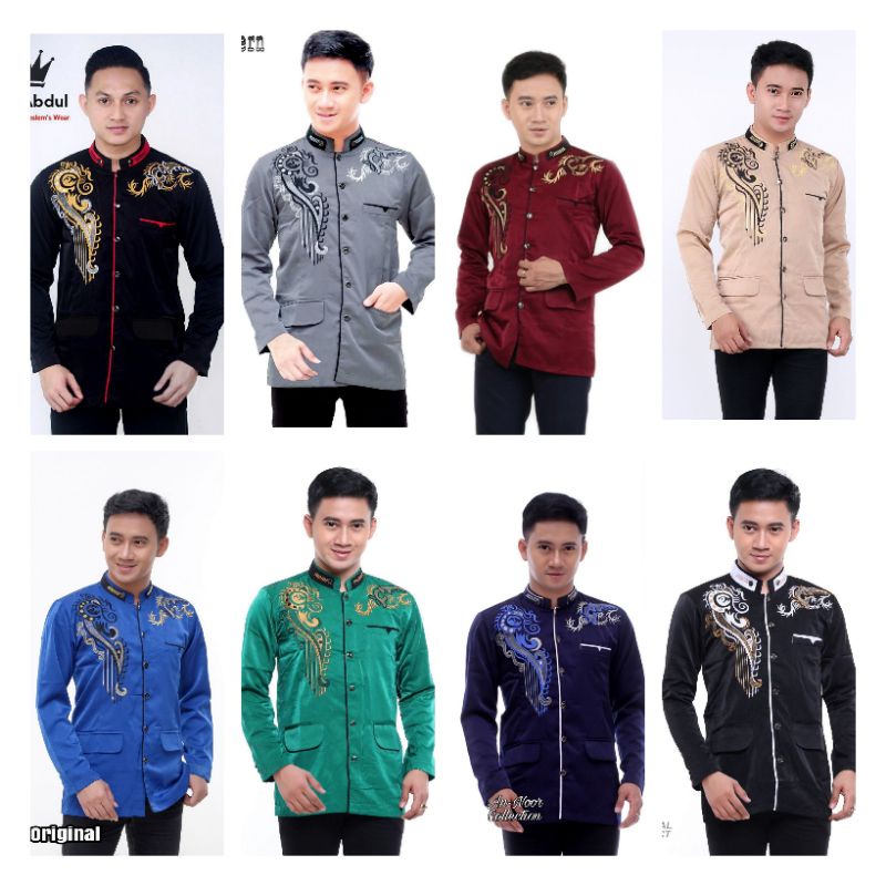 JASKO BORDIR JALU HITAM LIST PUTIH ATASAN JAS KOKO PRIA COWOK DEWASA LENGAN PANJANG WARNA HITAM M L 