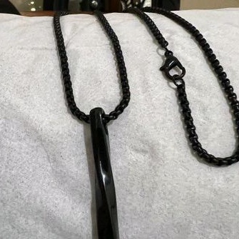 kalung titanium balok kelilit black panjang kalung 60 cm