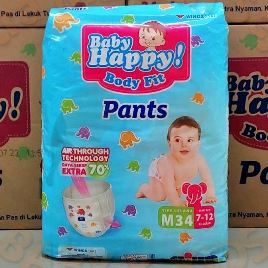 ORIGINAL BABY HAPPY M 34 / PEMPERS BAYI TIPE CELANA / DIAPERS ANAK / POPOK BAYI M34