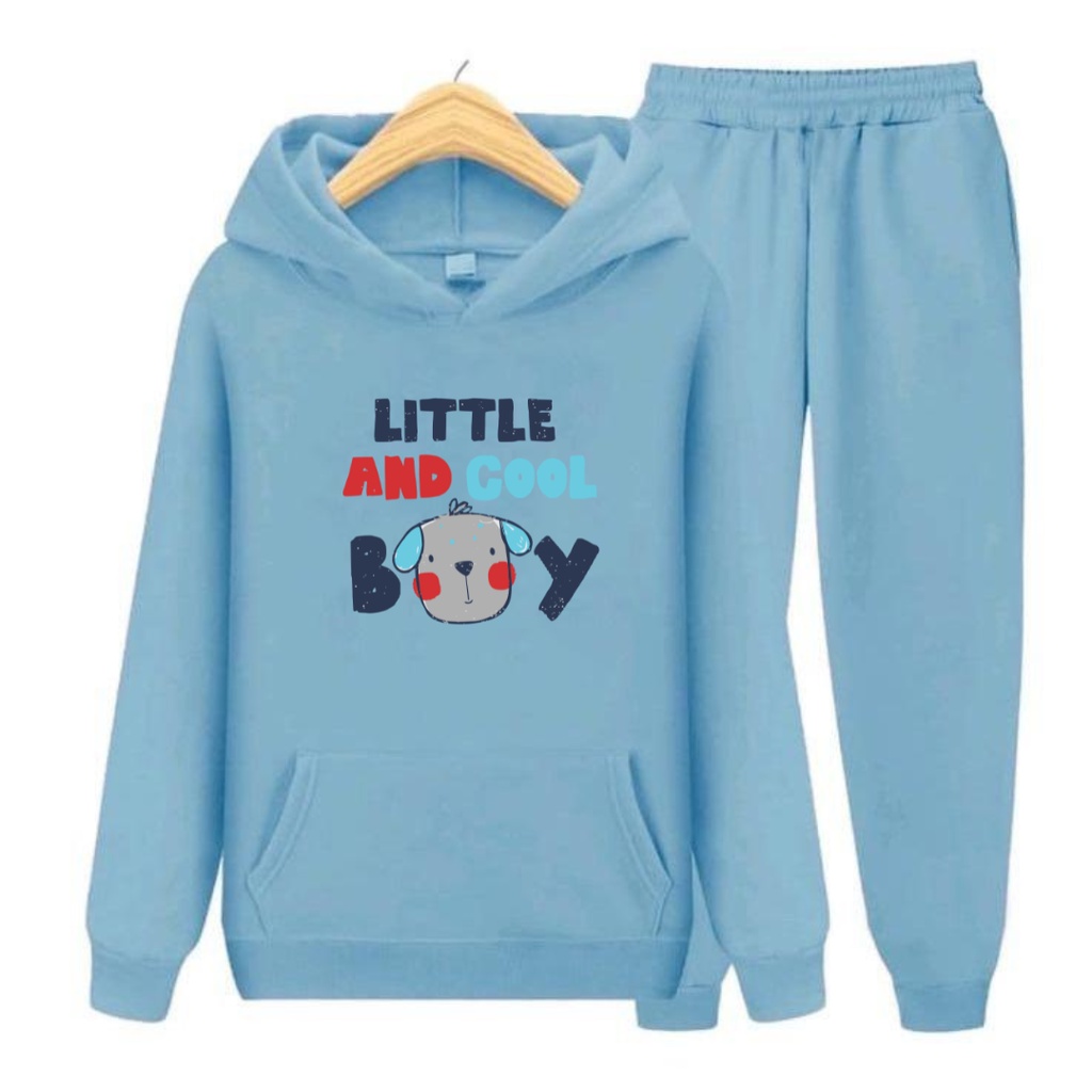 Setelan Anak Little And Cool Boy /Hoodie Topi Size S,M,XL,XXL